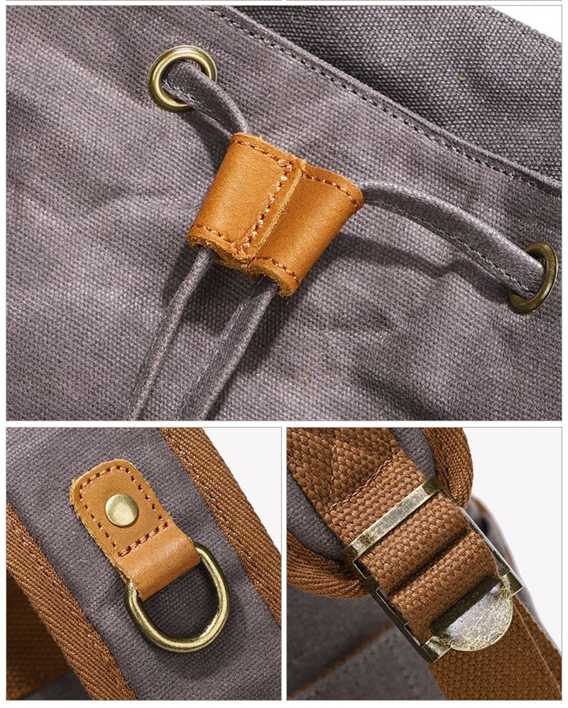 Waxed Canvas and Leather Outdoor Backpack