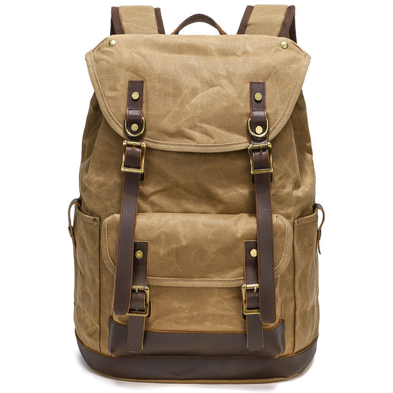 Waxed Canvas and Leather Outdoor Backpack
