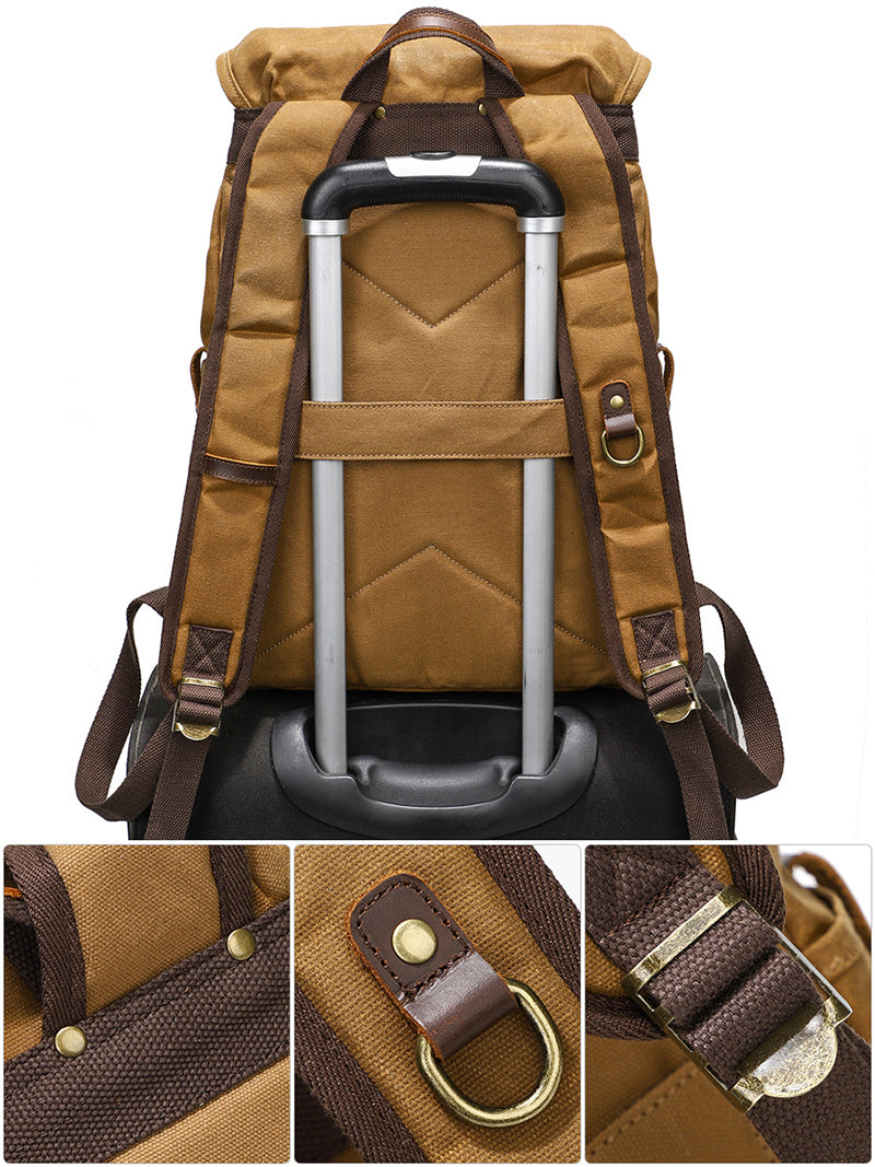 Waxed Canvas and Leather Outdoor Backpack