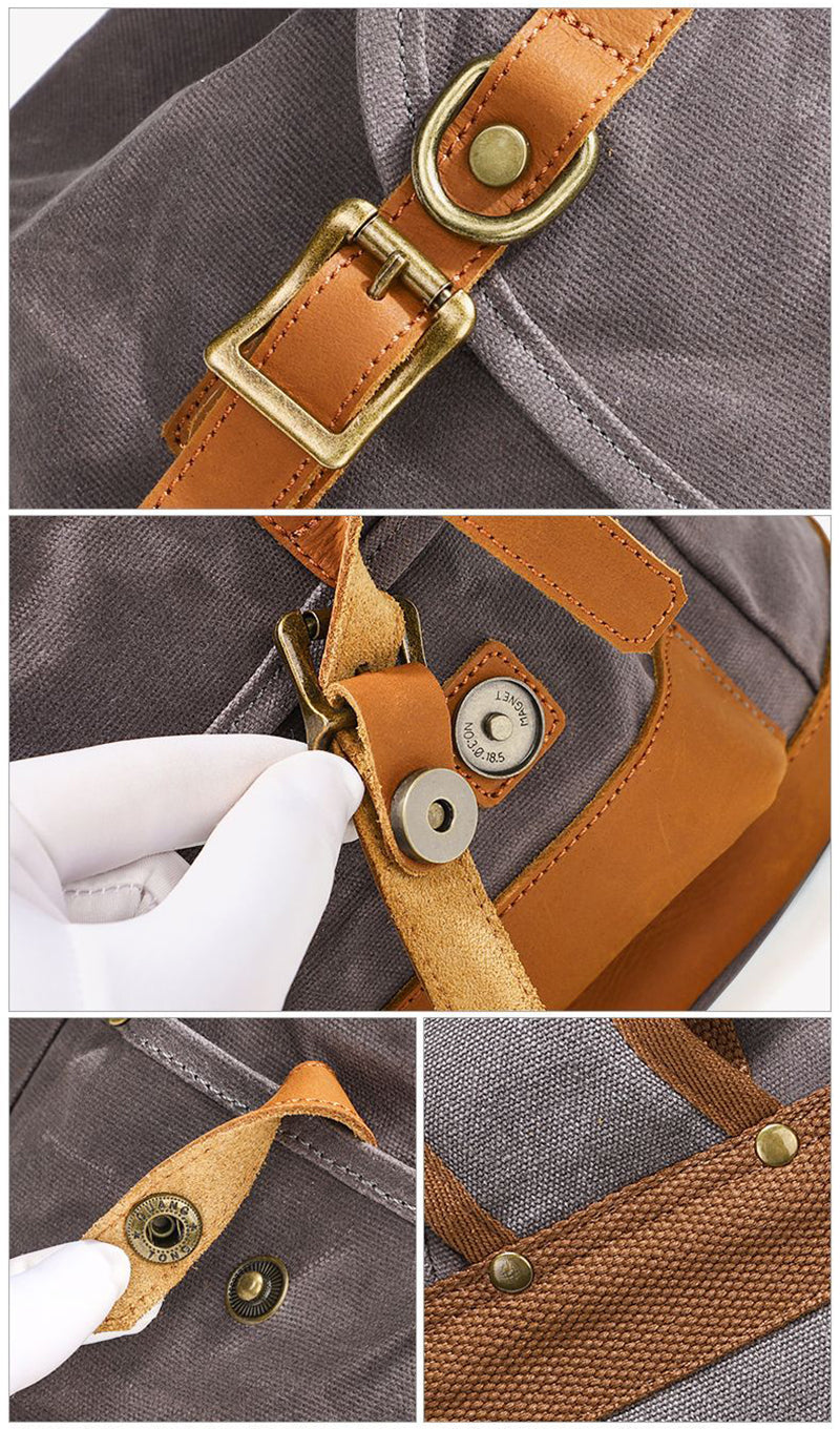 Waxed Canvas and Leather Outdoor Backpack