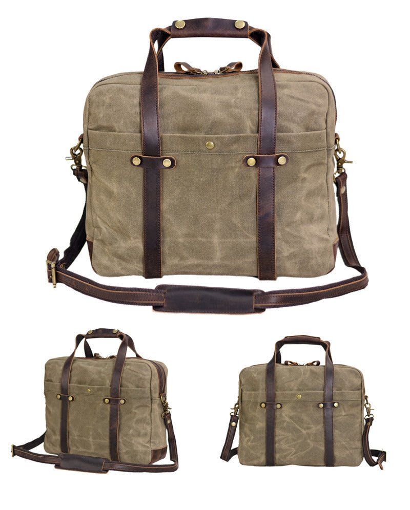 Waxed Canvas Briefcase Messenger