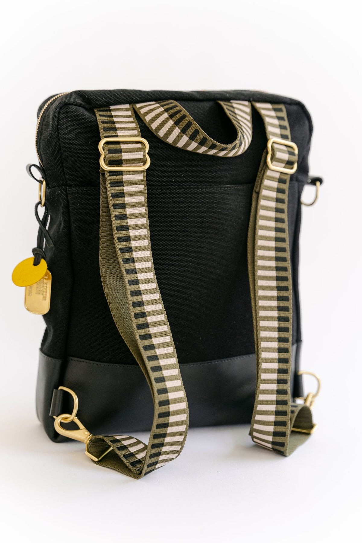 Corbin | Signature Black Canvas + Black Leather Backpack