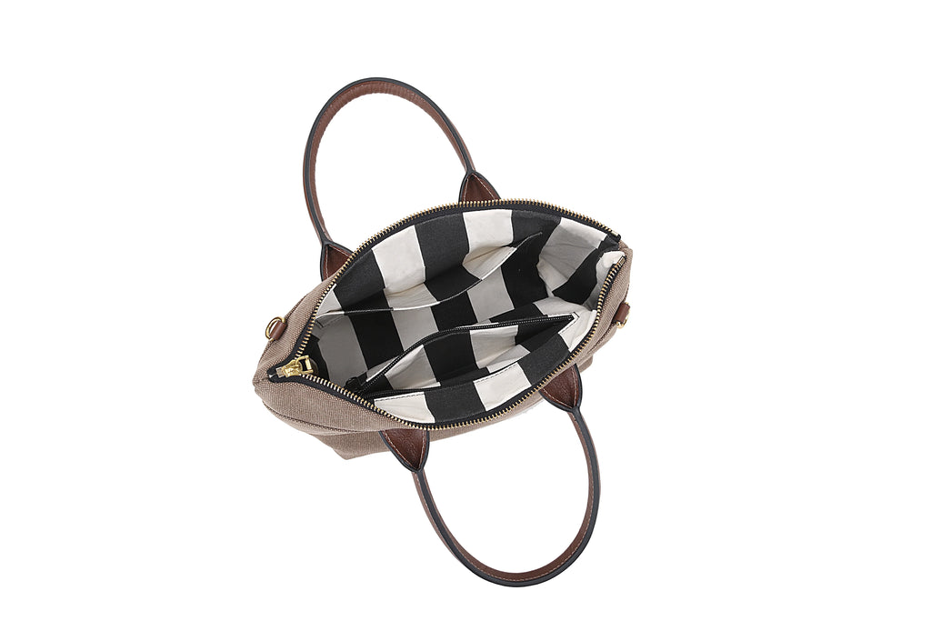 Dot | Small Tote | Chocolate Washed Canvas + Brown Leather