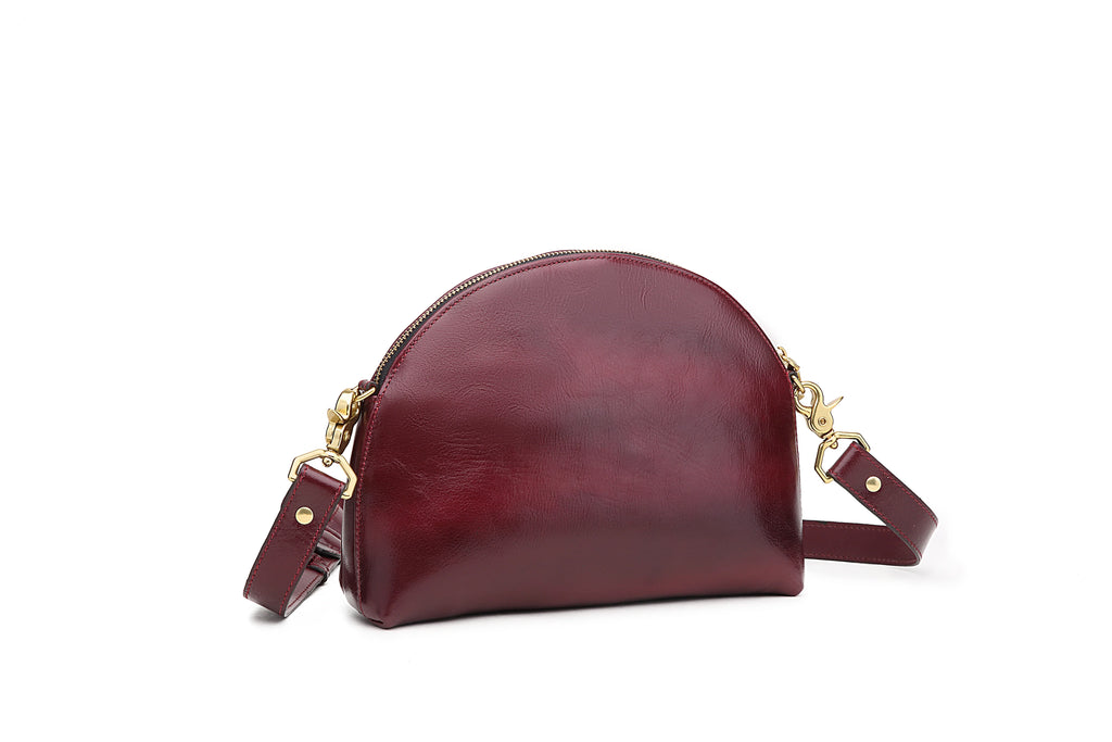 R. Riveter Hopper crossbody bag in cherry leather, view 10