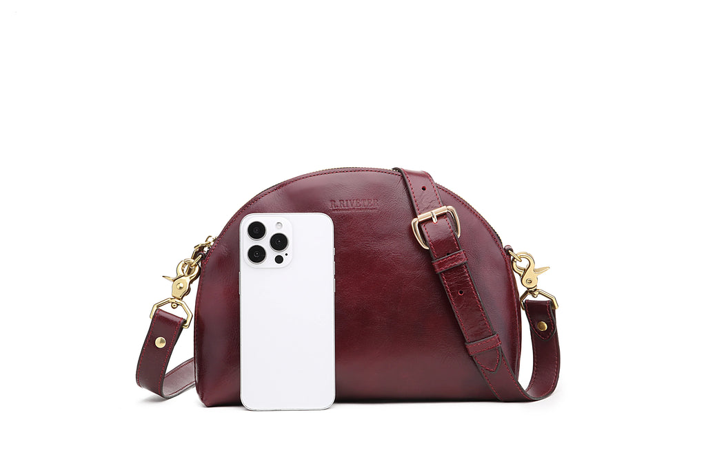 R. Riveter Hopper crossbody bag in cherry leather, view 8