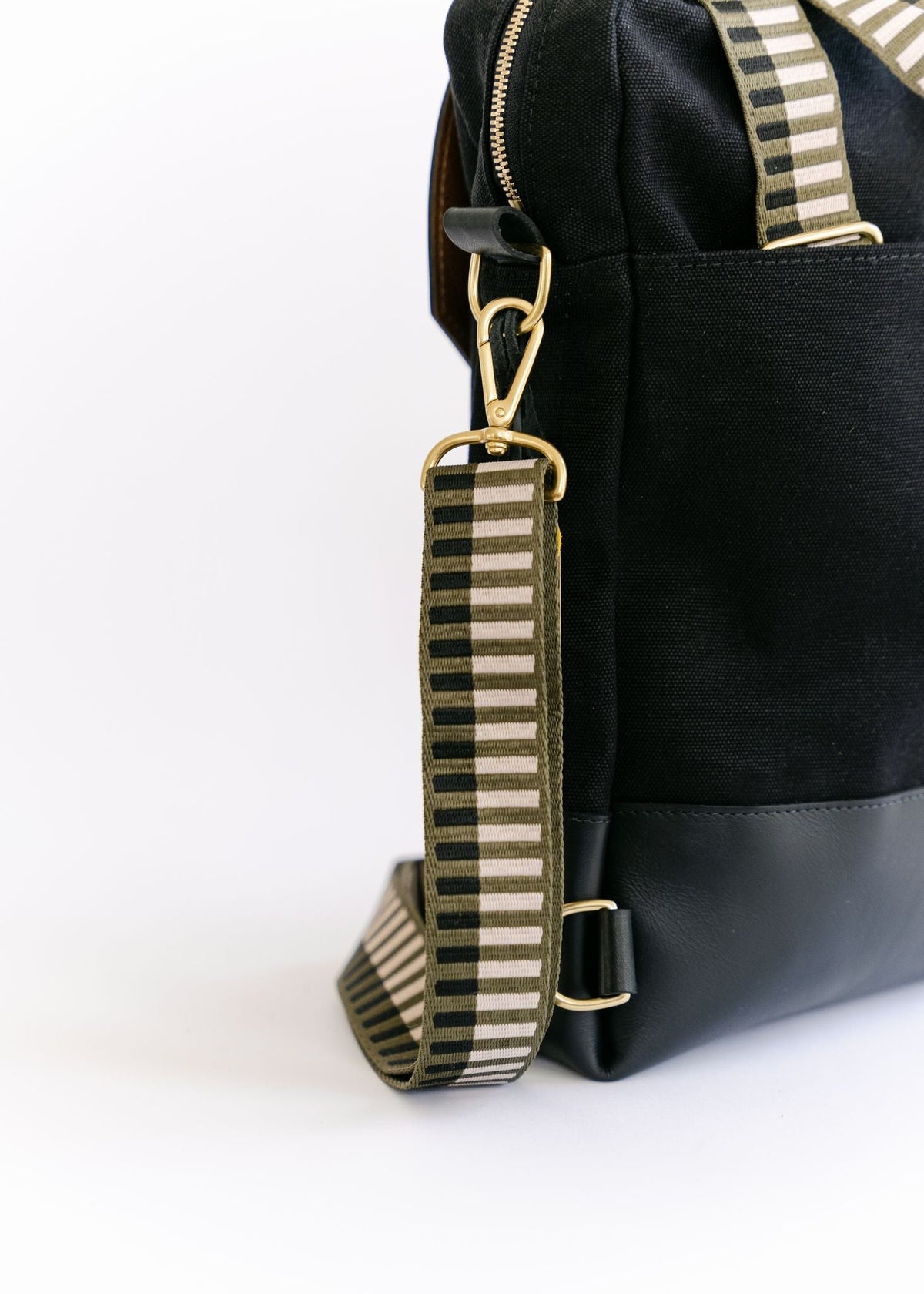 Corbin | Signature Black Canvas + Black Leather Backpack