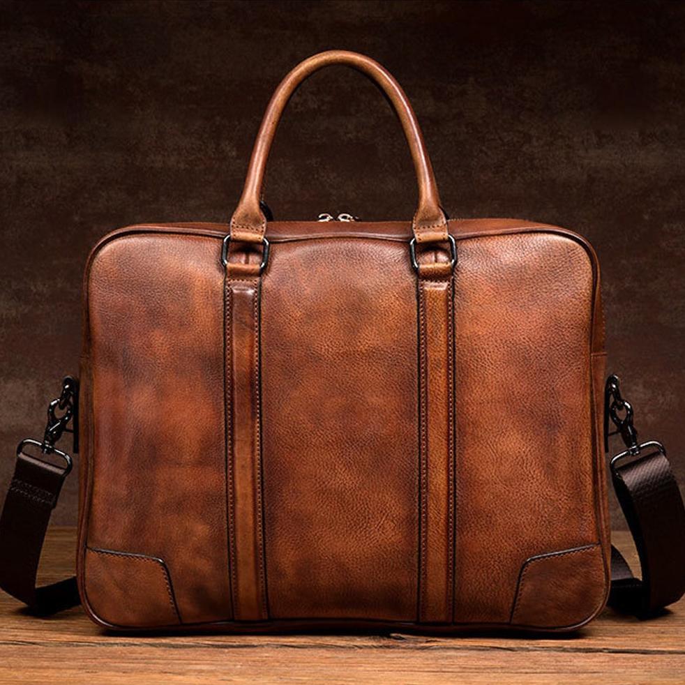 Leather Laptop Messenger Briefcase