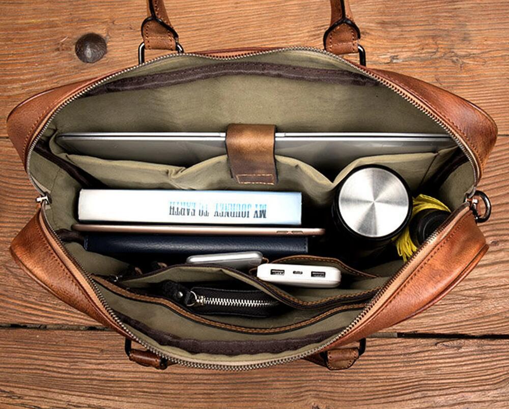 Leather Laptop Messenger Briefcase
