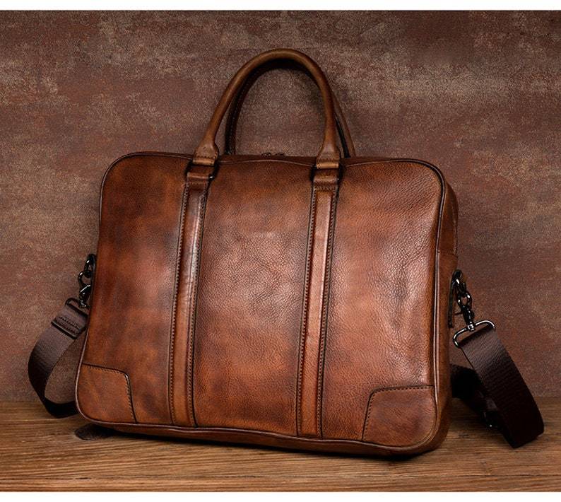 Leather Laptop Messenger Briefcase