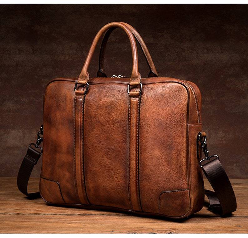 Leather Laptop Messenger Briefcase