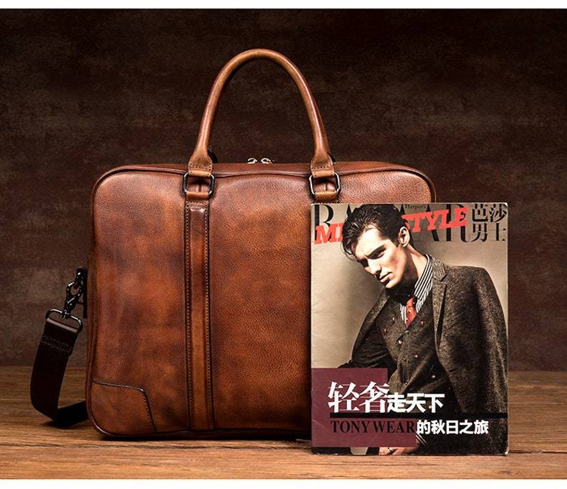 Leather Laptop Messenger Briefcase