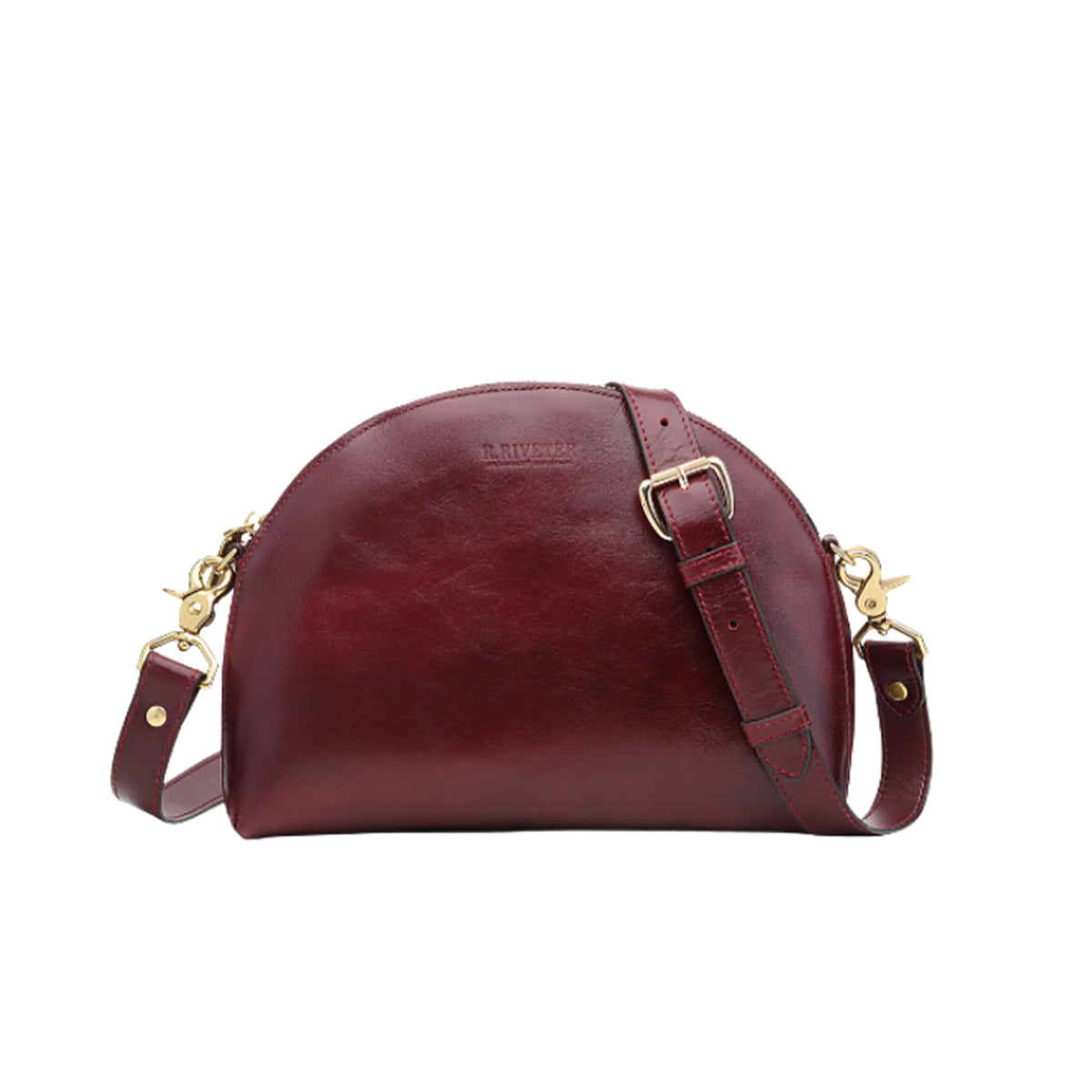 R. Riveter Hopper crossbody bag in cherry leather