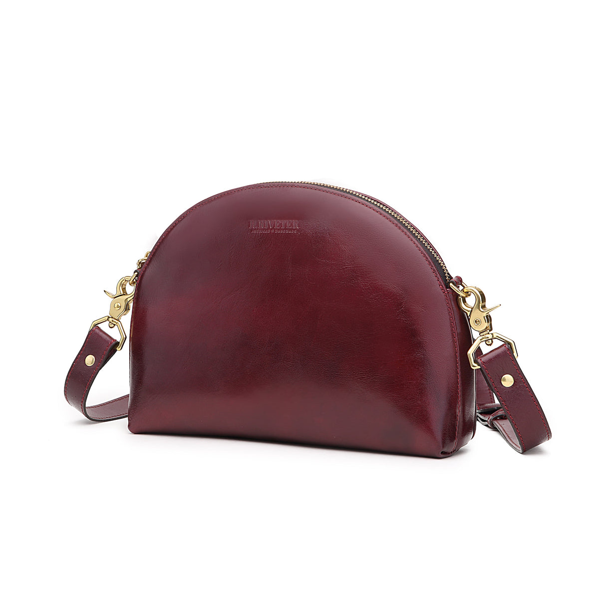 R. Riveter Hopper crossbody bag in cherry leather, view 3