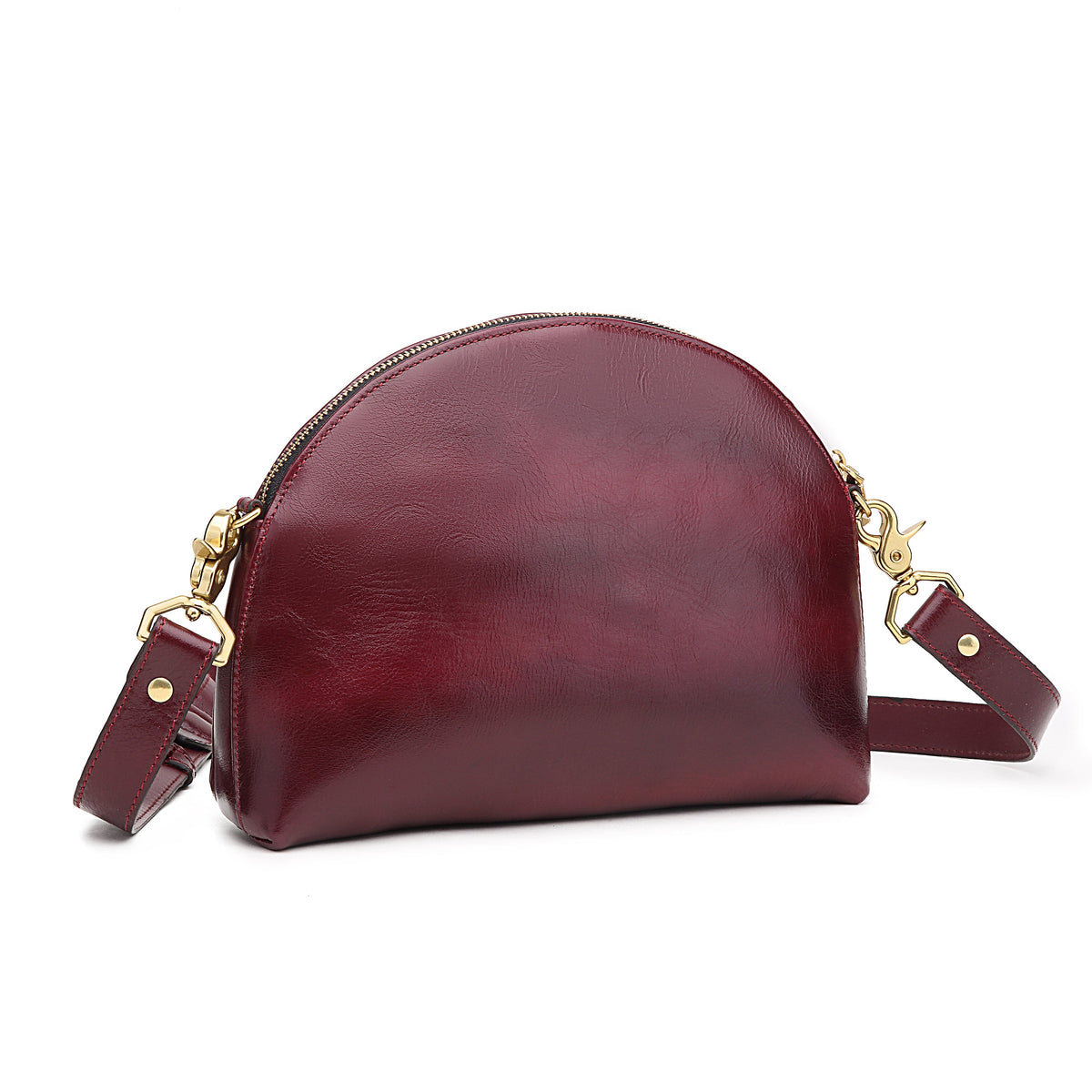 R. Riveter Hopper crossbody bag in cherry leather, view 4
