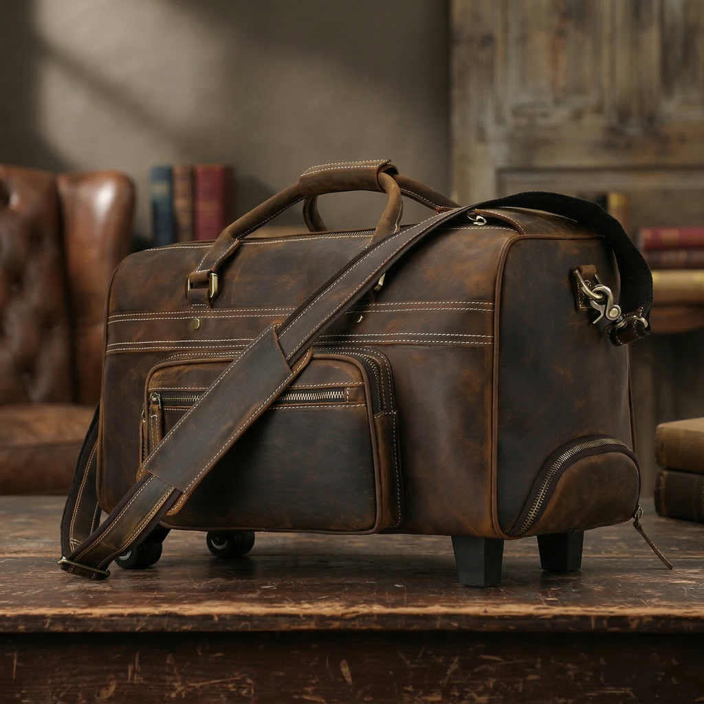 Vintage Leather Trolley Holdall