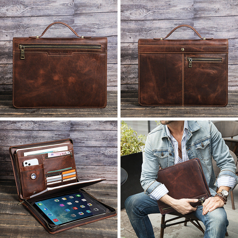 Leather iPad Case with AirTag Pocket