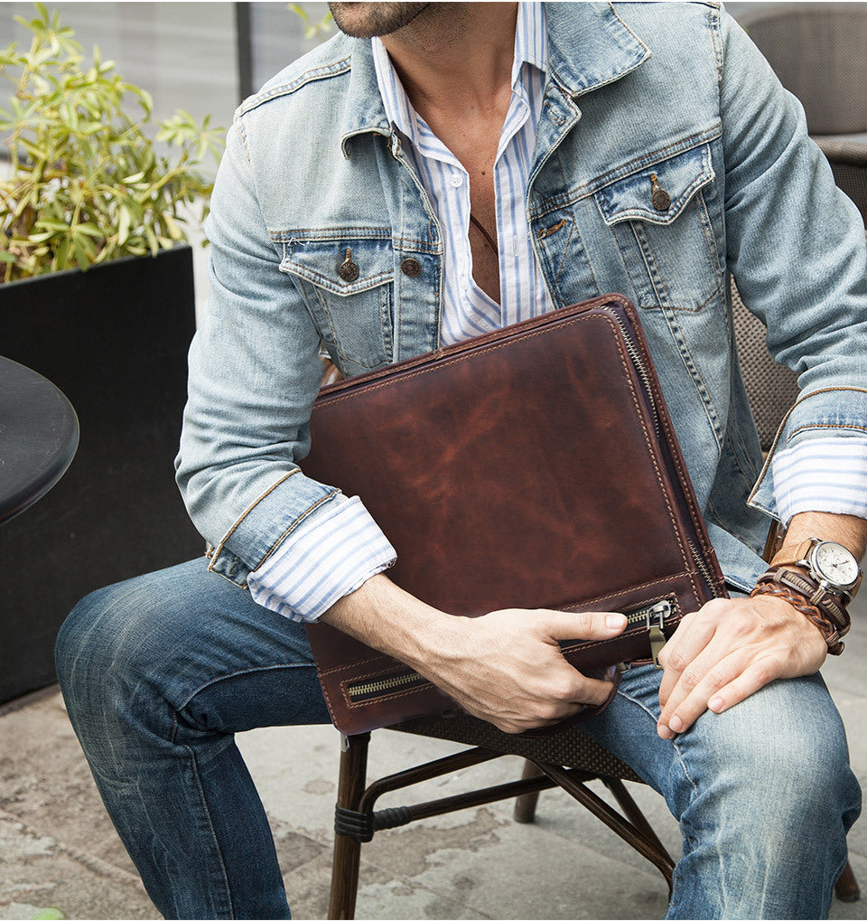Leather iPad Case with AirTag Pocket