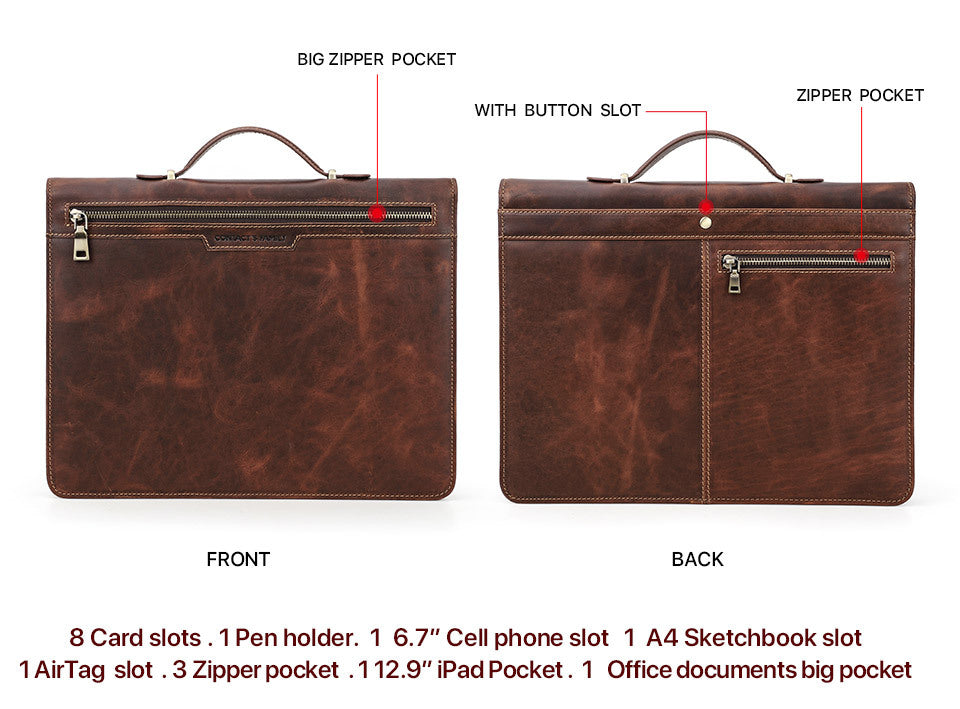 Leather iPad Case with AirTag Pocket