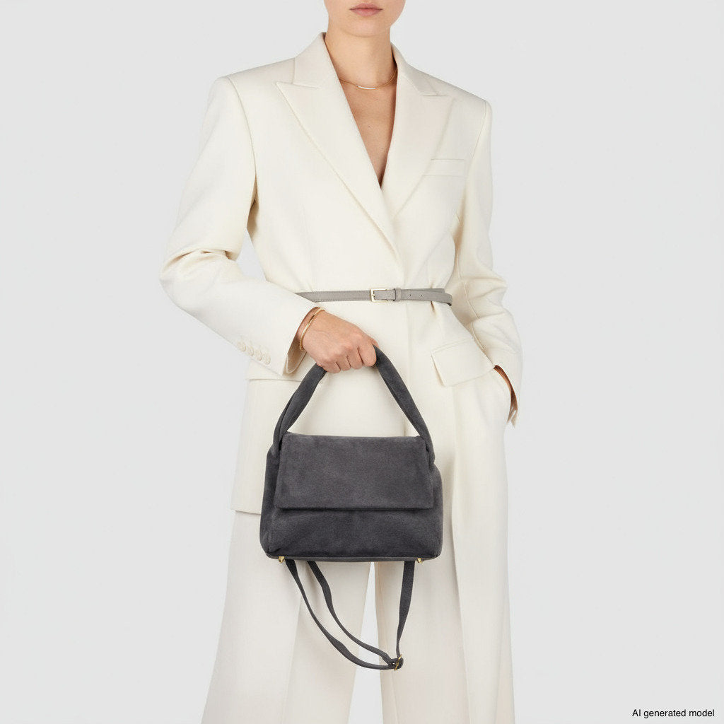 Italian Genuine Suede Top-Handle Bag | Ravenna