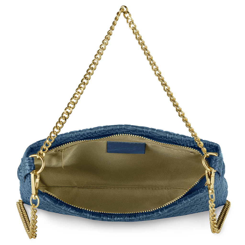 Italian Genuine Basketweave-Embossed Suede Crossbody Bag | Bergamo