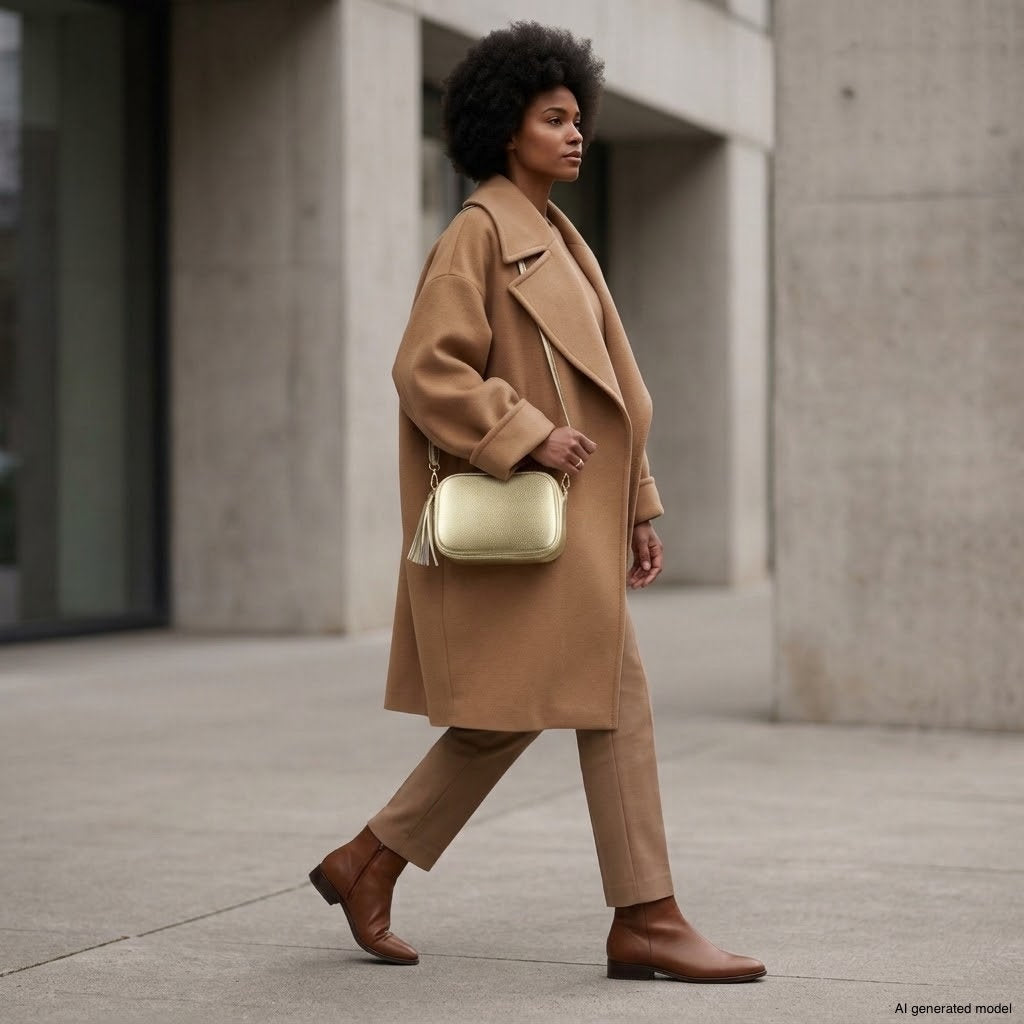 Italian Metallic Full-Grain Leather Crossbody Bag | Napoli